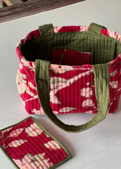 Mini velvet bag with pocket pouch