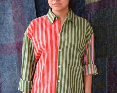 Colour Block Stripes Shirts