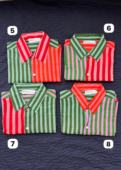 Colour Block Stripes Shirts