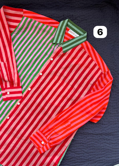 Colour Block Stripes Shirts