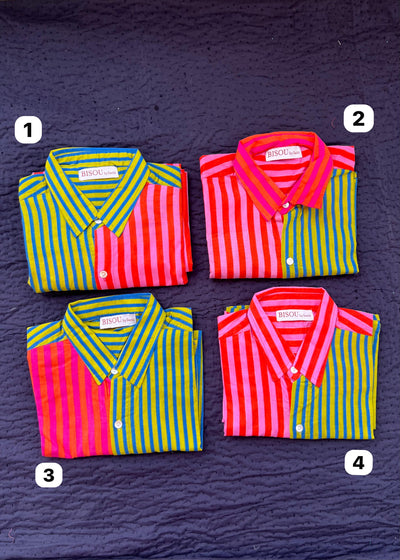 Colour Block Stripes Shirts