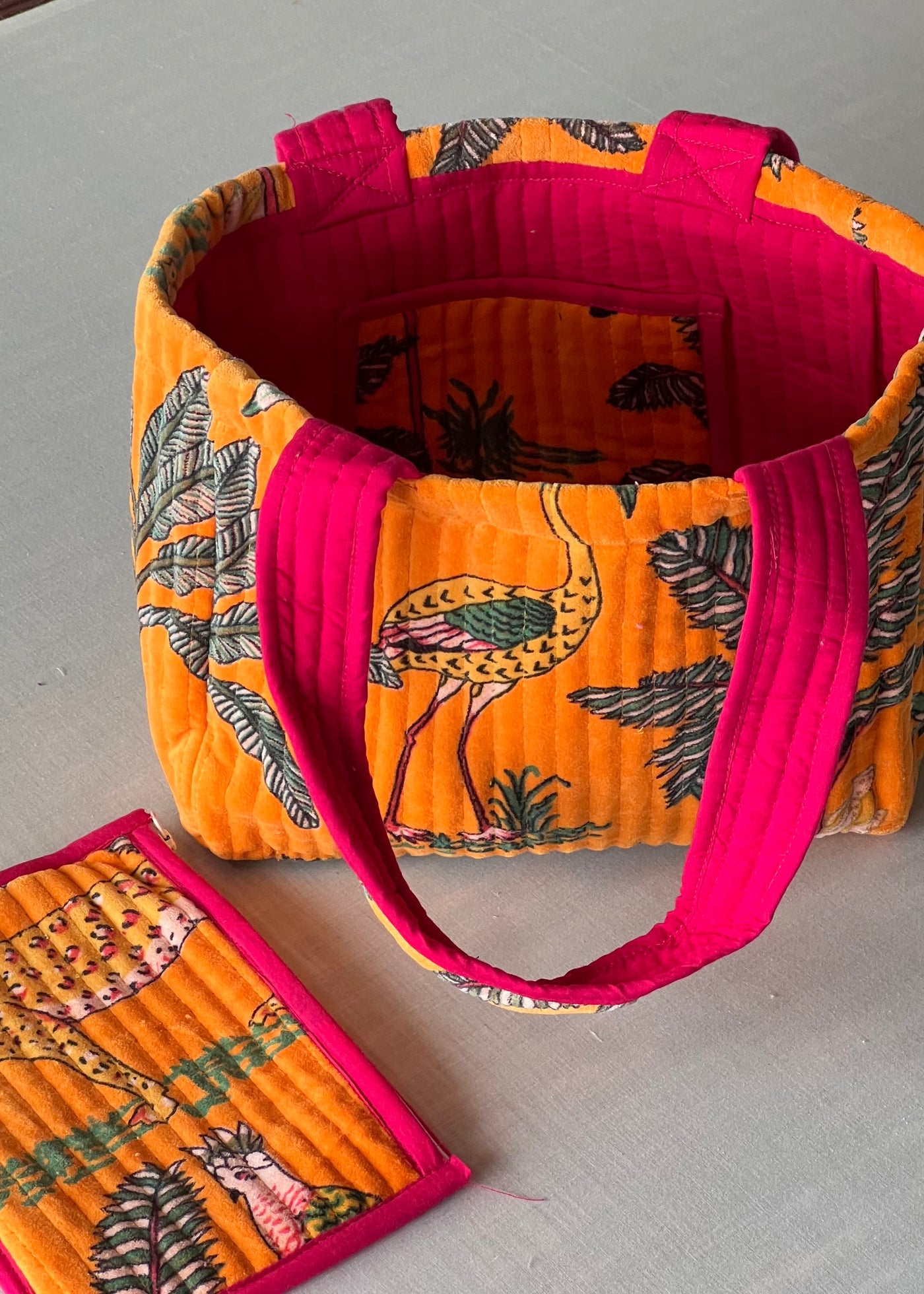 Mini velvet bag with pocket pouch