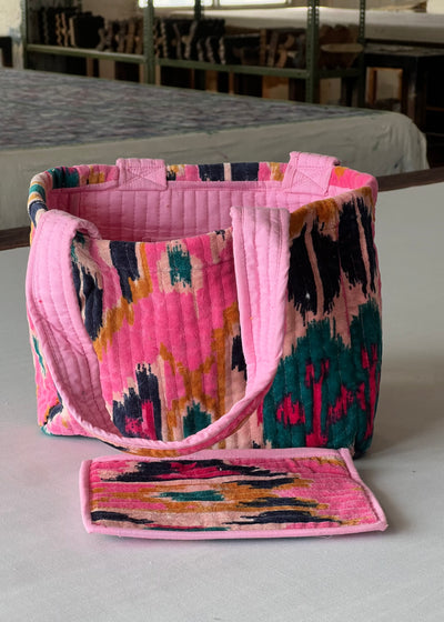 Mini velvet bag with pocket pouch
