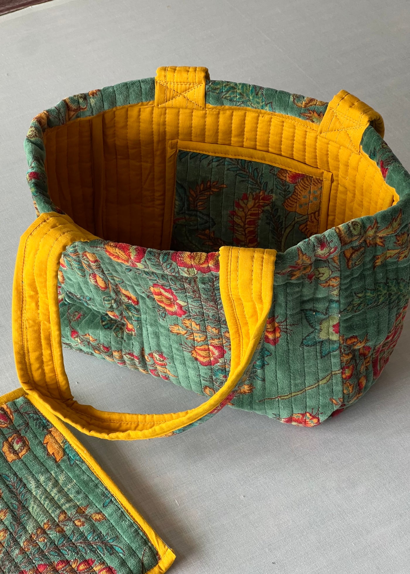 Mini velvet bag with pocket pouch