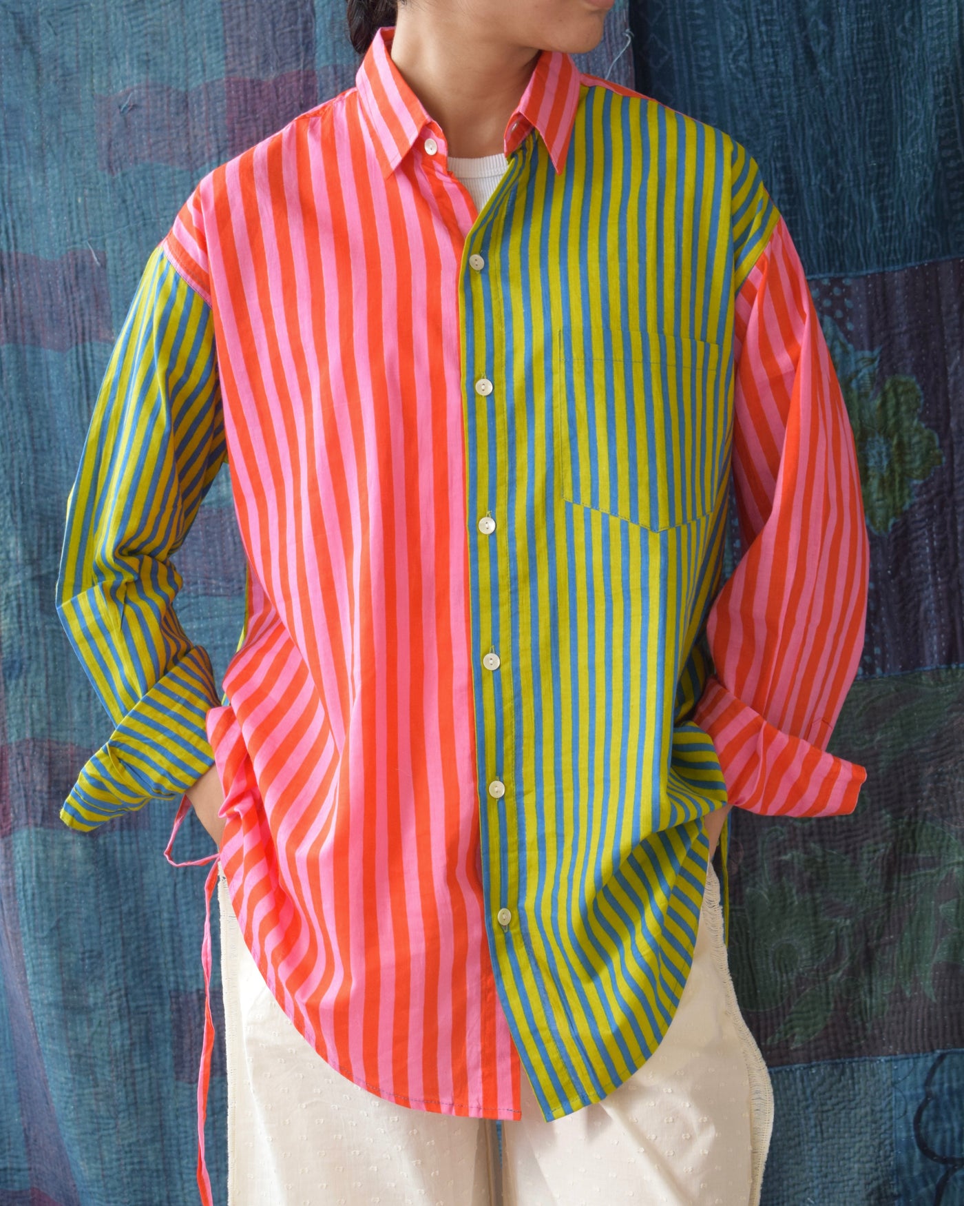 Colour Block Stripes Shirts