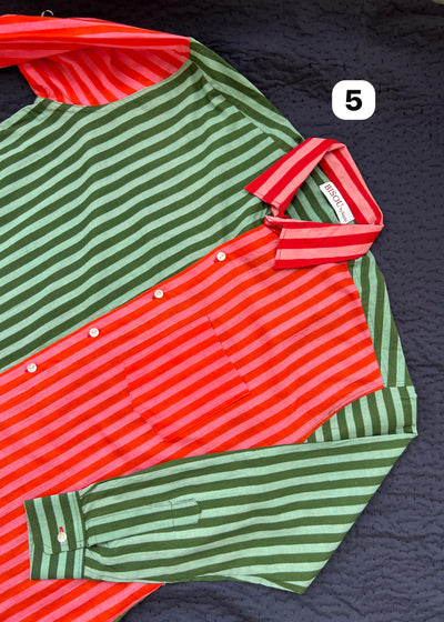 Colour Block Stripes Shirts